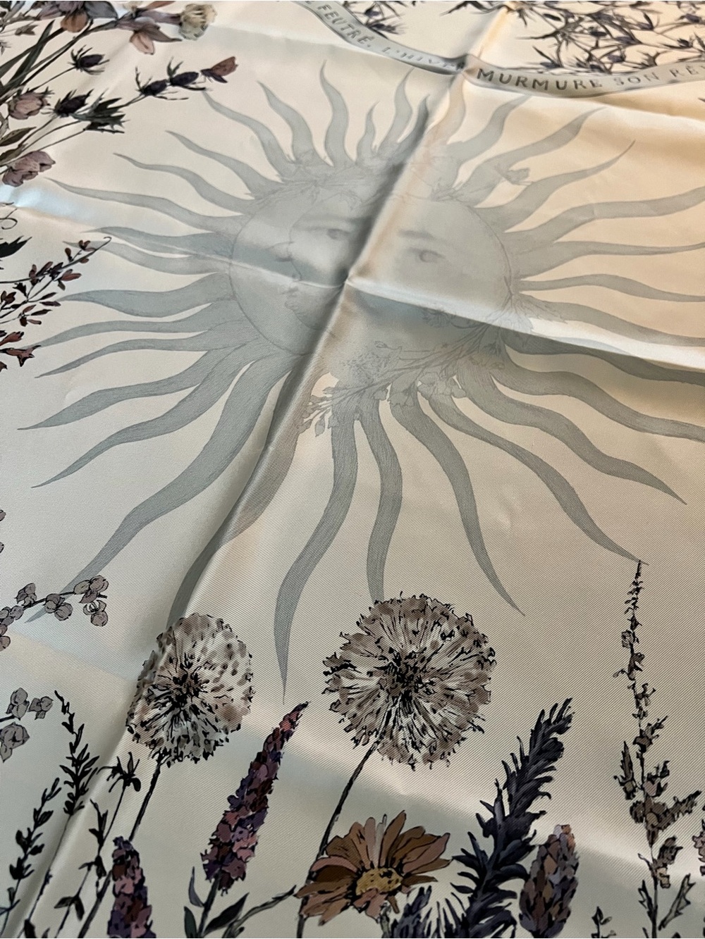 Dior Floral Silk Scarf in Ivory, Taupe, Olive, and Mauve - Picture 7 of 11